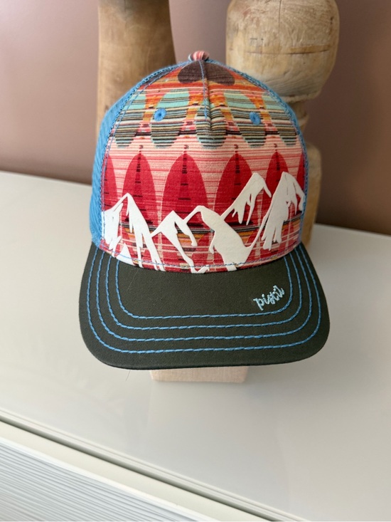pistil Accessories - Pistil Multicolor Mountain Pattern Trucker Hat - Blue/Red/Olive